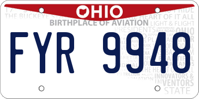 OH license plate FYR9948