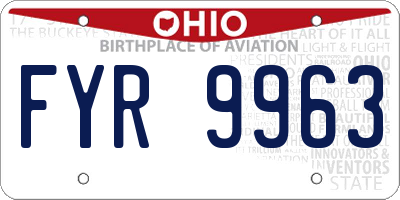OH license plate FYR9963