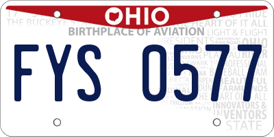 OH license plate FYS0577