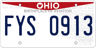 OH license plate FYS0913