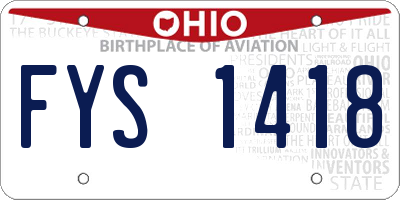 OH license plate FYS1418