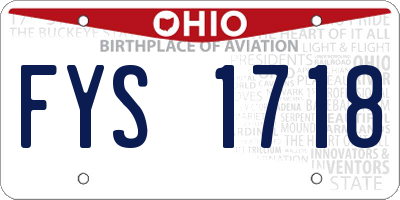 OH license plate FYS1718
