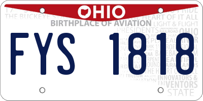 OH license plate FYS1818