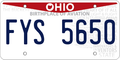 OH license plate FYS5650