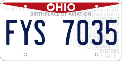 OH license plate FYS7035