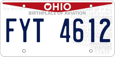OH license plate FYT4612