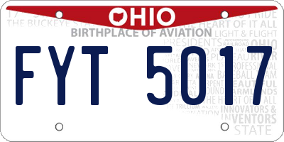 OH license plate FYT5017