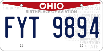 OH license plate FYT9894