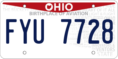 OH license plate FYU7728