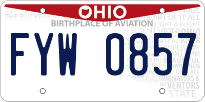 OH license plate FYW0857