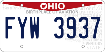 OH license plate FYW3937