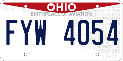 OH license plate FYW4054