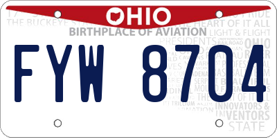 OH license plate FYW8704
