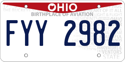 OH license plate FYY2982