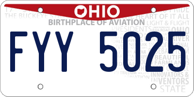 OH license plate FYY5025