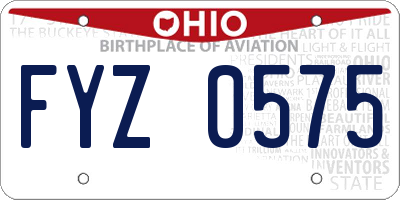 OH license plate FYZ0575