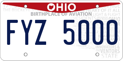 OH license plate FYZ5000