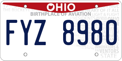 OH license plate FYZ8980