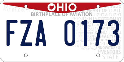 OH license plate FZA0173