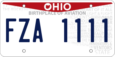 OH license plate FZA1111