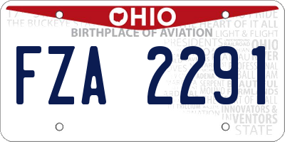 OH license plate FZA2291
