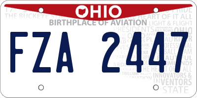 OH license plate FZA2447