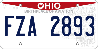 OH license plate FZA2893