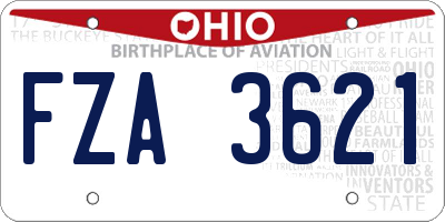 OH license plate FZA3621