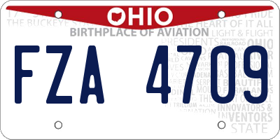 OH license plate FZA4709