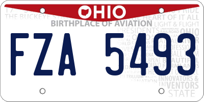 OH license plate FZA5493
