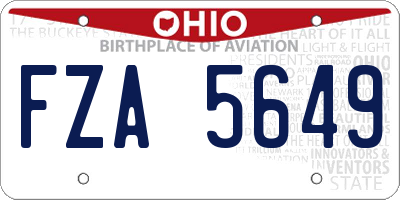 OH license plate FZA5649