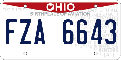 OH license plate FZA6643