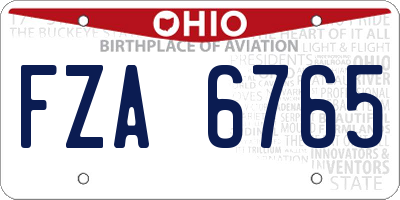 OH license plate FZA6765