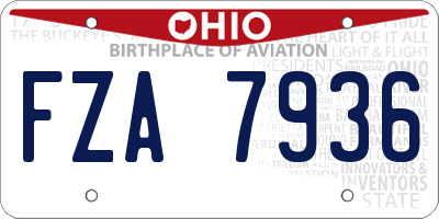 OH license plate FZA7936