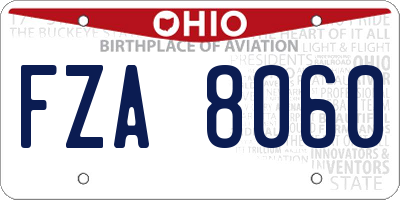 OH license plate FZA8060