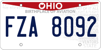 OH license plate FZA8092