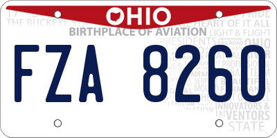 OH license plate FZA8260