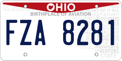 OH license plate FZA8281