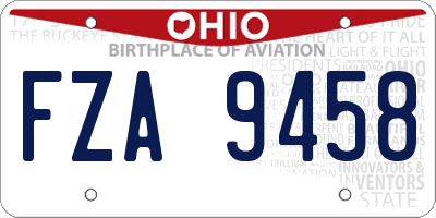 OH license plate FZA9458