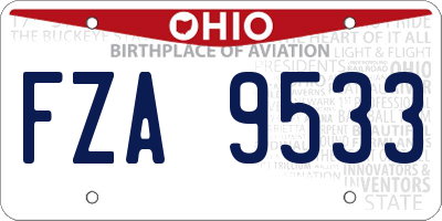 OH license plate FZA9533