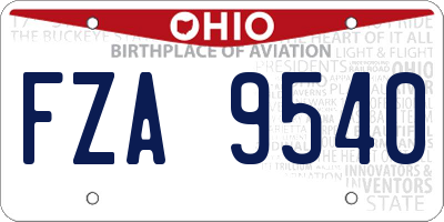 OH license plate FZA9540