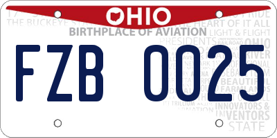OH license plate FZB0025