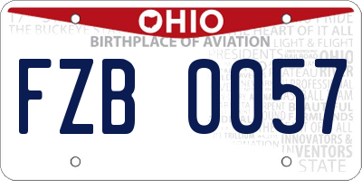 OH license plate FZB0057