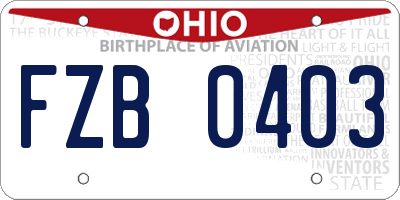 OH license plate FZB0403
