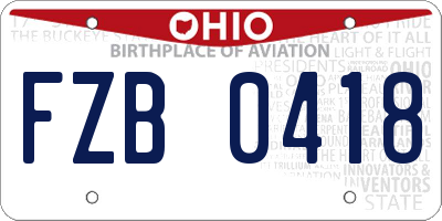 OH license plate FZB0418