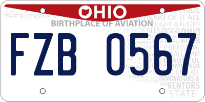 OH license plate FZB0567