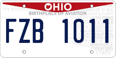 OH license plate FZB1011