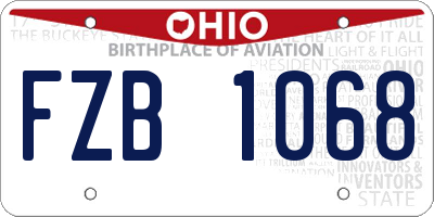 OH license plate FZB1068