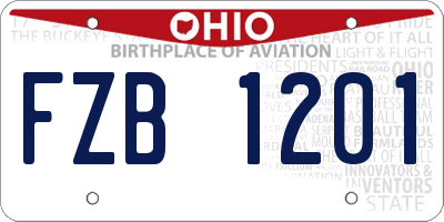 OH license plate FZB1201