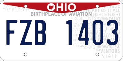 OH license plate FZB1403